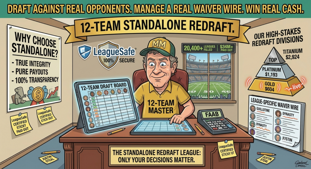 12-Team Season-Long High-Stakes Redraft Leagues